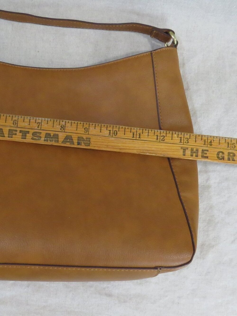 Lucky Brand Large Tan Faux Leather Tote Shoulder Crossbody Bag - Picture 14 of 16